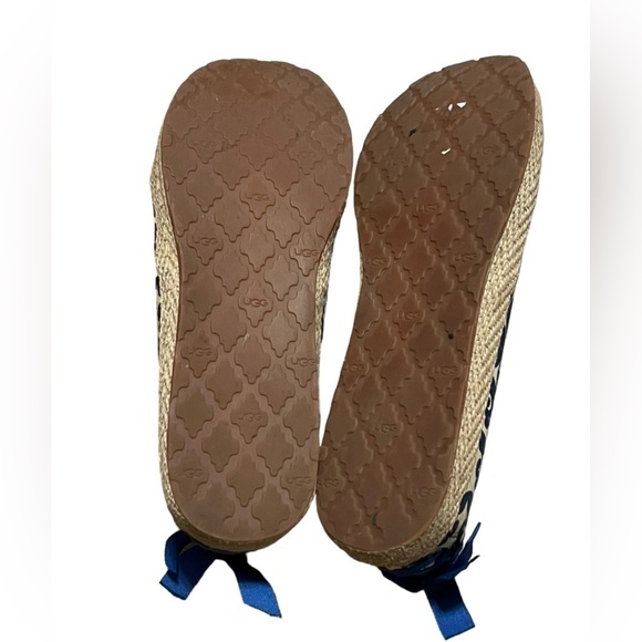 Ugg Indah canvas espadrille flat in blue and cream - Picture 8 of 9